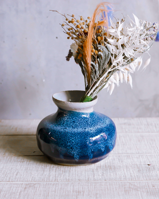 Blue Crescent Matchstick Vase