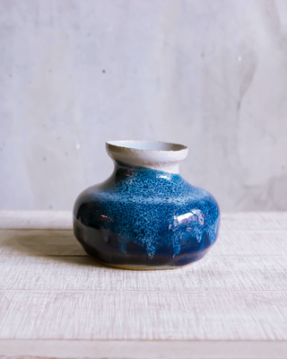 Blue Crescent Matchstick Vase