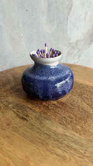 Blue Crescent Matchstick Vase